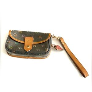 Vintage Dooney & Bourke Black Gray Multicolor Leather Wristlet Purse